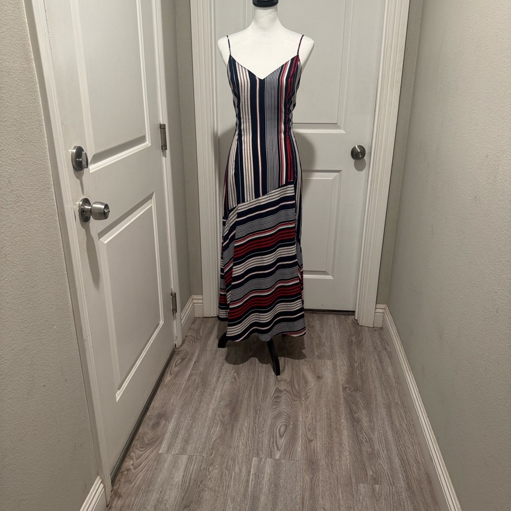 Lush Navy and Red Striped Maxi Dress
